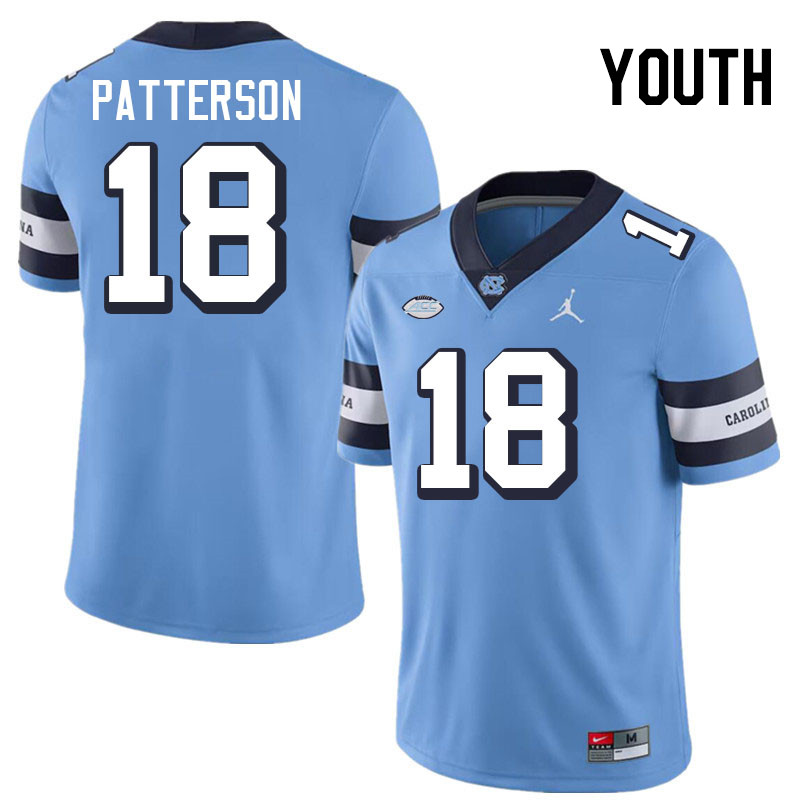 Youth #18 Jaiden Patterson North Carolina Tar Heels College Football Jerseys Stitched-Throwback